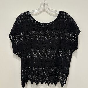 bebe Black Crochet Crop Top